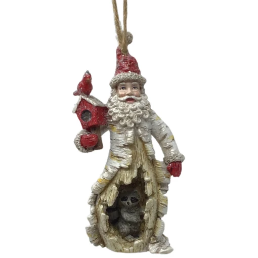 Kurt Adler Birch Berry Santa With Raccoon Ornament