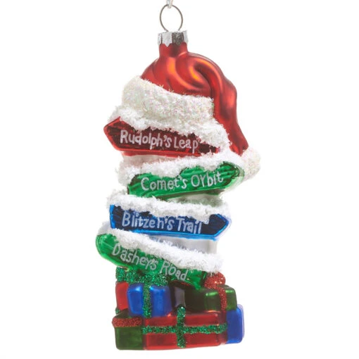 Santa's Reindeer Name Ski Slope Sign Ornament