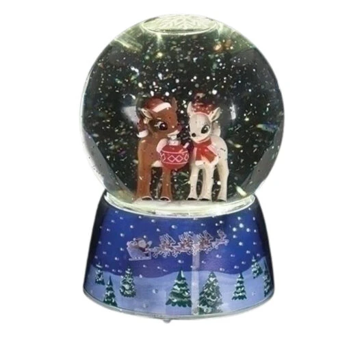 6" Rudolph & Clarice Musical LED Snow Globe