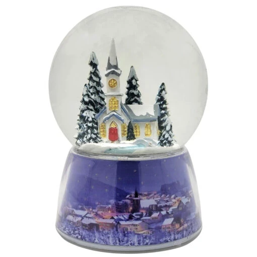 LED Rotating Church Snow Globe