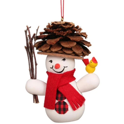 Snowman With Pinecone Hat Ornament