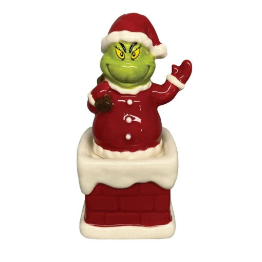 Dr. Seuss The Grinch Santa And Chimney Salt And Pepper Shaker Set