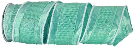 Green Glitter Mesh Metallic Christmas Wired Ribbon 4" X 10 Yards