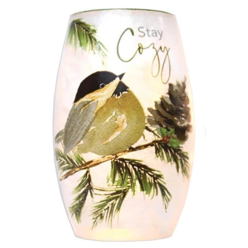 Small Stay Cozy Pinecone Lit Glass Vase