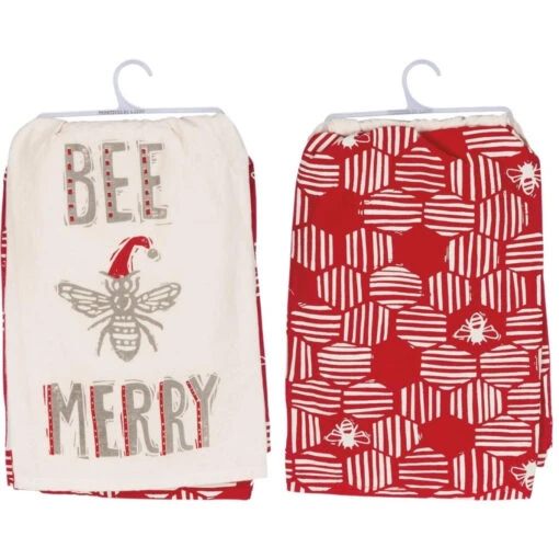 Primitives By Kathy Christmas Kitchen Dish Towel Set, Bee Merry