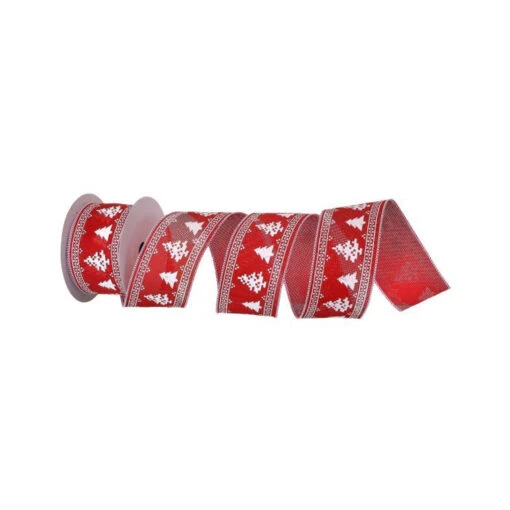 2.5"X10Y Faux Stitch Tree Wired Ribbon