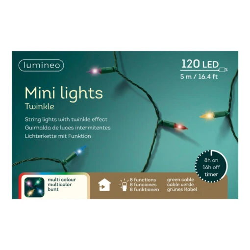 Lumineo 120 LED Multicolor Mini Lights Green Wire
