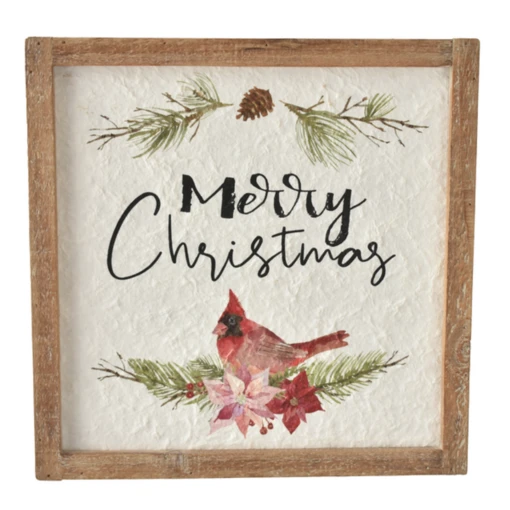 "Merry Christmas" With Cardinal Wall Decor