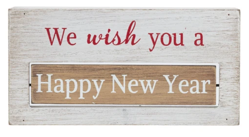 "We Wish You A Happy New Year" Spinning Sign