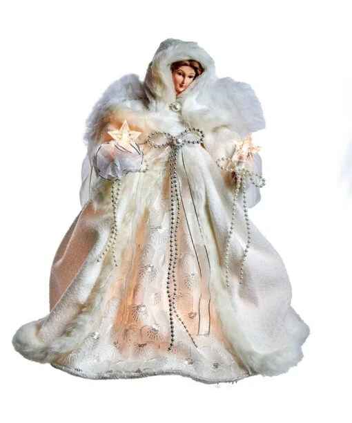 Kurt Adler 14" UL 10-Light White Angel Treetop